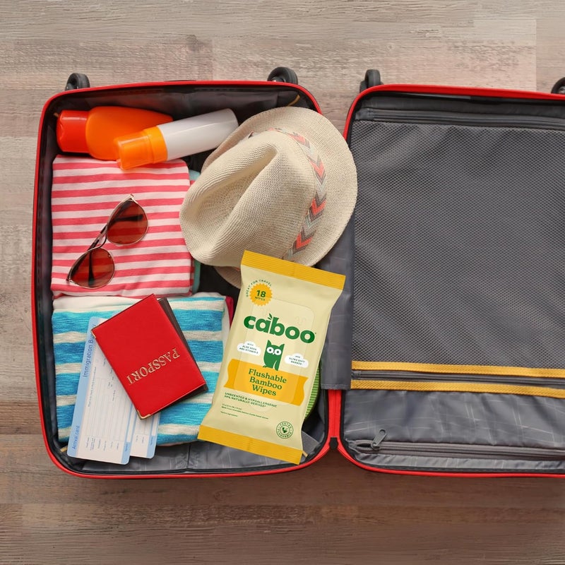 CABOO Tree Free Flushable Wipes, Travel Wipe, Certified Flushable, Septic Safe, Biodegradable Wipe for Adults, Pack of 8, Total of 144 Travel Toilet Wipes - Image 5